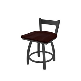 821 Catalina 18" Low Back Swivel Vanity Stool with Pewter Finish and Dark Cherry Oak Seat, 82118PWDCOak