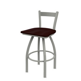 821 Catalina Low Back Swivel Stool with Anodized Nickel Finish and Dark Cherry Oak Seat, AGS-82125ANDCOak 821 Catalina Low Back Swivel Stool with Anodized Nickel Finish and Dark Cherry Oak Seat, AGS-82125ANDCOak