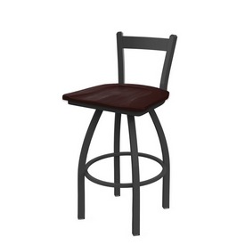 821 Catalina Low Back Swivel Stool with Pewter Finish and Dark Cherry Maple Seat, AGS-82125PWDCMpl 821 Catalina Low Back Swivel Stool with Pewter Finish and Dark Cherry Maple Seat, AGS-82125PWDCMpl