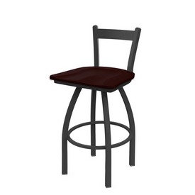 821 Catalina Low Back Swivel Stool with Pewter Finish and Dark Cherry Oak Seat, AGS-82125PWDCOak 821 Catalina Low Back Swivel Stool with Pewter Finish and Dark Cherry Oak Seat, AGS-82125PWDCOak