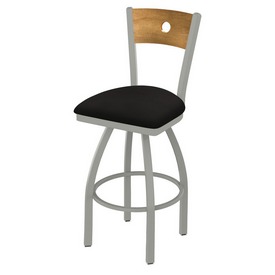 830 Voltaire Swivel Stool with Anodized Nickel Finish, Medium Back and Canter Espresso Seat, AGS-83025ANMedMplB003 830 Voltaire Swivel Stool with Anodized Nickel Finish, Medium Back and Canter Espresso Seat, AGS-83025ANMedMplB003