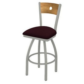 830 Voltaire Swivel Stool with Anodized Nickel Finish, Medium Back and Canter Bordeaux Seat, AGS-83025ANMedMplB005 830 Voltaire Swivel Stool with Anodized Nickel Finish, Medium Back and Canter Bordeaux Seat, AGS-83025ANMedMplB005