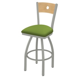 830 Voltaire Swivel Stool with Anodized Nickel Finish, Natural Back and Canter Kiwi Green Seat, AGS-83025ANNatMplB009 830 Voltaire Swivel Stool with Anodized Nickel Finish, Natural Back and Canter Kiwi Green Seat, AGS-83025ANNatMplB009