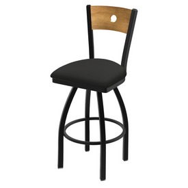 830 Voltaire Swivel Stool with Black Wrinkle Finish, Medium Back and Canter Iron Seat, AGS-83025BWMedMplB008 830 Voltaire Swivel Stool with Black Wrinkle Finish, Medium Back and Canter Iron Seat, AGS-83025BWMedMplB008