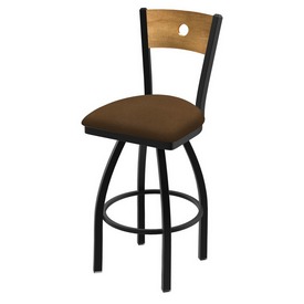 830 Voltaire Swivel Stool with Black Wrinkle Finish, Medium Back and Rein Thatch Seat, AGS-83025BWMedMplB026 830 Voltaire Swivel Stool with Black Wrinkle Finish, Medium Back and Rein Thatch Seat, AGS-83025BWMedMplB026