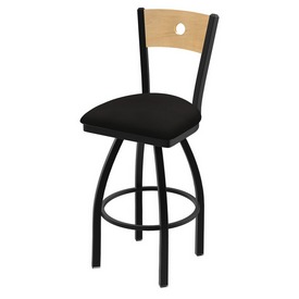 830 Voltaire 36" Swivel Counter Stool with Black Wrinkle Finish, Natural Back, and Canter Espresso Seat, 83036BWNatMplB003 830 Voltaire 36" Swivel Counter Stool with Black Wrinkle Finish, Natural Back, and Canter Espresso Seat, 83036BWNatMplB003