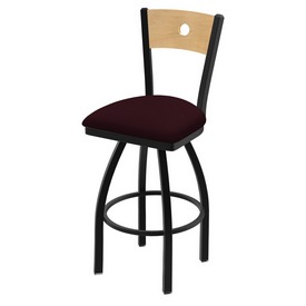 830 Voltaire 36" Swivel Counter Stool with Black Wrinkle Finish, Natural Back, and Canter Bordeaux Seat, 83036BWNatMplB005 830 Voltaire 36" Swivel Counter Stool with Black Wrinkle Finish, Natural Back, and Canter Bordeaux Seat, 83036BWNatMplB005