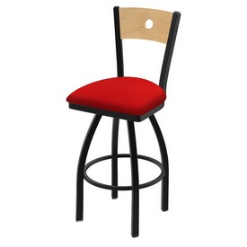 830 Voltaire Swivel Stool with Black Wrinkle Finish, Natural Back and Canter Red Seat, AGS-83025BWNatMplB011 830 Voltaire Swivel Stool with Black Wrinkle Finish, Natural Back and Canter Red Seat, AGS-83025BWNatMplB011