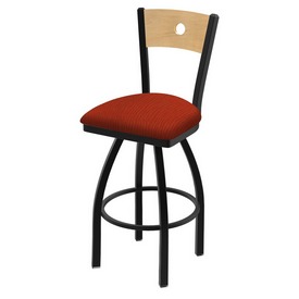 830 Voltaire Swivel Stool with Black Wrinkle Finish, Natural Back and Graph Poppy Seat, AGS-83025BWNatMplB021 830 Voltaire Swivel Stool with Black Wrinkle Finish, Natural Back and Graph Poppy Seat, AGS-83025BWNatMplB021