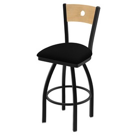 830 Voltaire 36" Swivel Counter Stool with Black Wrinkle Finish, Natural Back, and Black Vinyl Seat, 83036BWNatMplBBlkVinyl 830 Voltaire 36" Swivel Counter Stool with Black Wrinkle Finish, Natural Back, and Black Vinyl Seat, 83036BWNatMplBBlkVinyl