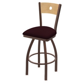 830 Voltaire Swivel Stool with Bronze Finish, Natural Back and Canter Bordeaux Seat, AGS-83025BZNatMplB005 830 Voltaire Swivel Stool with Bronze Finish, Natural Back and Canter Bordeaux Seat, AGS-83025BZNatMplB005