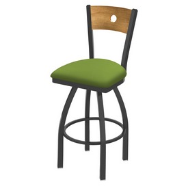 830 Voltaire Swivel Stool with Pewter Finish, Medium Back and Canter Kiwi Green Seat, AGS-83025PWMedMplB009 830 Voltaire Swivel Stool with Pewter Finish, Medium Back and Canter Kiwi Green Seat, AGS-83025PWMedMplB009