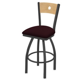 830 Voltaire Swivel Stool with Pewter Finish, Natural Back and Canter Bordeaux Seat, AGS-83025PWNatMplB005 830 Voltaire Swivel Stool with Pewter Finish, Natural Back and Canter Bordeaux Seat, AGS-83025PWNatMplB005