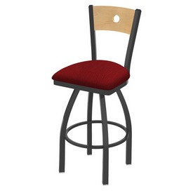 830 Voltaire Swivel Stool with Pewter Finish, Natural Back and Graph Ruby Seat, AGS-83025PWNatMplB016 830 Voltaire Swivel Stool with Pewter Finish, Natural Back and Graph Ruby Seat, AGS-83025PWNatMplB016