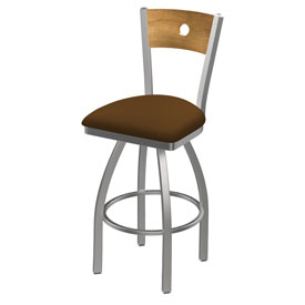 830 Voltaire Swivel Counter Stool with Stainless Finish, Medium Back, and Canter Thatch Seat, AGS-83025SSMedMplB001 830 Voltaire Swivel Counter Stool with Stainless Finish, Medium Back, and Canter Thatch Seat, AGS-83025SSMedMplB001