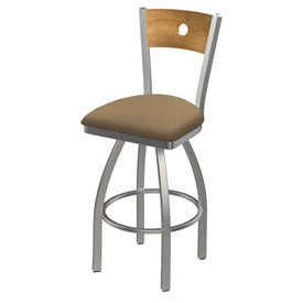 830 Voltaire Swivel Counter Stool with Stainless Finish, Medium Back, and Canter Sand Seat, AGS-83025SSMedMplB013 830 Voltaire Swivel Counter Stool with Stainless Finish, Medium Back, and Canter Sand Seat, AGS-83025SSMedMplB013