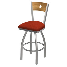830 Voltaire Swivel Counter Stool with Stainless Finish, Medium Back, and Graph Poppy Seat, AGS-83025SSMedMplB021 830 Voltaire Swivel Counter Stool with Stainless Finish, Medium Back, and Graph Poppy Seat, AGS-83025SSMedMplB021