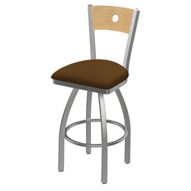 830 Voltaire Swivel Counter Stool with Stainless Finish, Natural Back, and Canter Thatch Seat, AGS-83025SSNatMplB001 830 Voltaire Swivel Counter Stool with Stainless Finish, Natural Back, and Canter Thatch Seat, AGS-83025SSNatMplB001