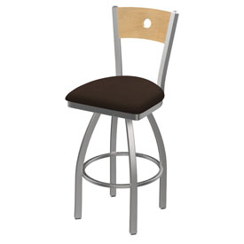 830 Voltaire Swivel Counter Stool with Stainless Finish, Natural Back, and Rein Coffee Seat, AGS-83025SSNatMplB025 830 Voltaire Swivel Counter Stool with Stainless Finish, Natural Back, and Rein Coffee Seat, AGS-83025SSNatMplB025