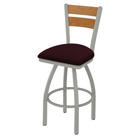 832 Thor Swivel Stool with Anodized Nickel Finish, Medium Back and Canter Bordeaux Seat, AGS-83225ANMedMpl005 832 Thor Swivel Stool with Anodized Nickel Finish, Medium Back and Canter Bordeaux Seat, AGS-83225ANMedMpl005