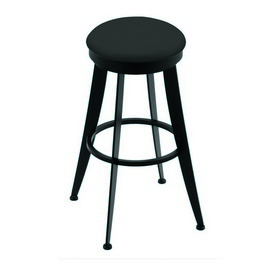 900 Laser 30" Swivel Bar Stool with Black Wrinkle Finish and Canter Iron Seat, 90030BW008