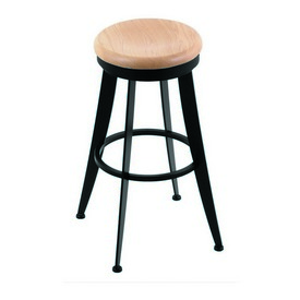 900 Laser 30" Swivel Bar Stool with Black Wrinkle Finish and Natural Oak Seat, 90030BWNatOak
