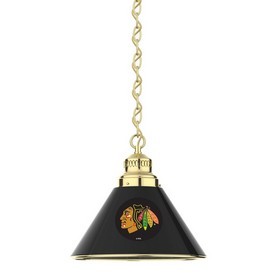 Chicago Blackhawks Pendant Light with Brass Fixture by Holland Bar Stool, BL1BRChiHwk Chicago Blackhawks Pendant Light with Brass Fixture by Holland Bar Stool, BL1BRChiHwk