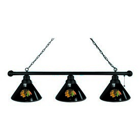 Chicago Blackhawks 3 Shade Billiard Light with Black Fixture by Holland Bar Stool, BL3BKChiHwk Chicago Blackhawks 3 Shade Billiard Light with Black Fixture by Holland Bar Stool, BL3BKChiHwk