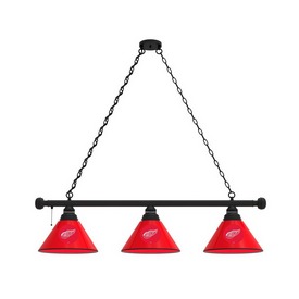 Detroit Red Wings 3 Shade Billiard Light with Fixture by Holland Bar Stool, AGS-BL3BKDetRed Detroit Red Wings 3 Shade Billiard Light with Fixture by Holland Bar Stool, AGS-BL3BKDetRed