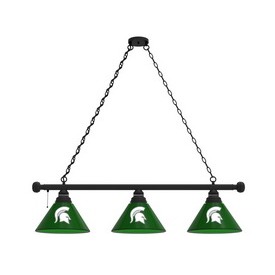 Michigan State 3 Shade Billiard Light with Fixture by Holland Bar Stool, BL3MichSt Michigan State 3 Shade Billiard Light with Fixture by Holland Bar Stool, BL3MichSt