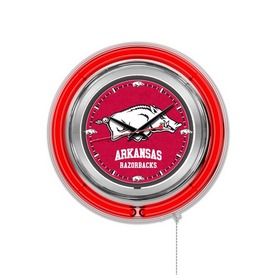 Arkansas Double Neon Ring, Logo Clock by Holland Bar Stool Company, ClkArknUn Arkansas Double Neon Ring, Logo Clock by Holland Bar Stool Company, ClkArknUn
