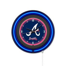 Atlanta Braves Double Neon Wall Clock by Holland Bar Stool Company, AGS-ClkBKMLBAtl