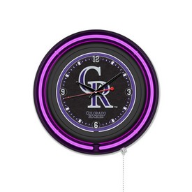 Colorado Rockies Double Neon Wall Clock by Holland Bar Stool Company, AGS-Clk15BKMLBCol Colorado Rockies Double Neon Wall Clock by Holland Bar Stool Company, AGS-Clk15BKMLBCol