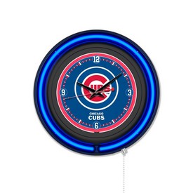 Chicago Cubs Double Neon Wall Clock by Holland Bar Stool Company, AGS-Clk15BKMLBCub Chicago Cubs Double Neon Wall Clock by Holland Bar Stool Company, AGS-Clk15BKMLBCub