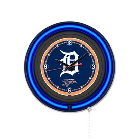 Detroit Tigers Double Neon Wall Clock by Holland Bar Stool Company, AGS-Clk15BKMLBDet Detroit Tigers Double Neon Wall Clock by Holland Bar Stool Company, AGS-Clk15BKMLBDet