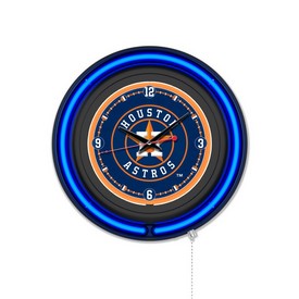 Houston Astros Double Neon Wall Clock by Holland Bar Stool Company, AGS-Clk15BKMLBHou Houston Astros Double Neon Wall Clock by Holland Bar Stool Company, AGS-Clk15BKMLBHou