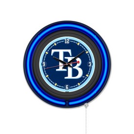 Tampa Bay Rays Double Neon Wall Clock by Holland Bar Stool Company, AGS-Clk15BKMLBTam Tampa Bay Rays Double Neon Wall Clock by Holland Bar Stool Company, AGS-Clk15BKMLBTam