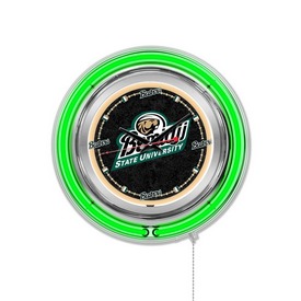 Bemidji State Double Neon Ring, Logo Clock by Holland Bar Stool Company, ClkBmijSt Bemidji State Double Neon Ring, Logo Clock by Holland Bar Stool Company, ClkBmijSt