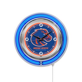 Boise State Double Neon Ring, Logo Clock by Holland Bar Stool Company, ClkBoiseS Boise State Double Neon Ring, Logo Clock by Holland Bar Stool Company, ClkBoiseS