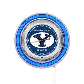 Brigham Young Double Neon Ring, Logo Clock by Holland Bar Stool Company, ClkBrigYn Brigham Young Double Neon Ring, Logo Clock by Holland Bar Stool Company, ClkBrigYn