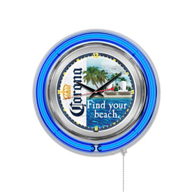 Corona (FYB-Front) Double Neon Wall Clock by Holland Bar Stool Co., AGS-Clk15Crna-FYB-Front Corona (FYB-Front) Double Neon Wall Clock by Holland Bar Stool Co., AGS-Clk15Crna-FYB-Front