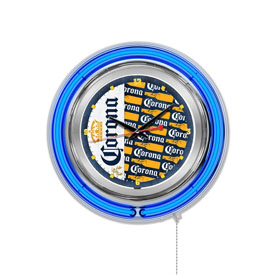 Corona (YwBtlPtrn) Double Neon Wall Clock by Holland Bar Stool Co., AGS-Clk15Crna-YwBtlPtrn Corona (YwBtlPtrn) Double Neon Wall Clock by Holland Bar Stool Co., AGS-Clk15Crna-YwBtlPtrn