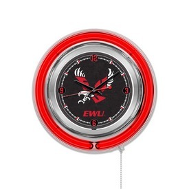 Eastern Washington Double Neon Ring, Logo Clock by Holland Bar Stool Company, ClkEastWA Eastern Washington Double Neon Ring, Logo Clock by Holland Bar Stool Company, ClkEastWA