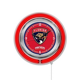 Florida Panthers Double Neon Ring, Logo Clock by Holland Bar Stool Company, ClkFlaPan Florida Panthers Double Neon Ring, Logo Clock by Holland Bar Stool Company, ClkFlaPan