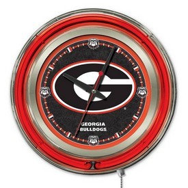 Georgia "G" Double Neon Ring, Logo Clock by Holland Bar Stool Company, ClkGA-G Georgia "G" Double Neon Ring, Logo Clock by Holland Bar Stool Company, ClkGA-G