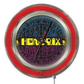 Jimi Hendrix - AYE - Mirrored Double Neon Wall Clock by Holland Bar Stool Co., AGS-Clk15JimiH03 Jimi Hendrix - AYE - Mirrored Double Neon Wall Clock by Holland Bar Stool Co., AGS-Clk15JimiH03