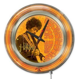 Jimi Hendrix - AYE - Guitar Double Neon Wall Clock by Holland Bar Stool Co., AGS-Clk15JimiH04 Jimi Hendrix - AYE - Guitar Double Neon Wall Clock by Holland Bar Stool Co., AGS-Clk15JimiH04