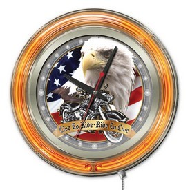 Live to Ride Double Neon Ring, Logo Clock by Holland Bar Stool Company, ClkLvToRd Live to Ride Double Neon Ring, Logo Clock by Holland Bar Stool Company, ClkLvToRd