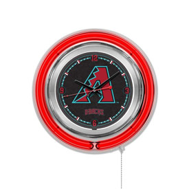Arizona Diamondbacks Double Neon Wall Clock by Holland Bar Stool, AGS-Clk15MLBAri Arizona Diamondbacks Double Neon Wall Clock by Holland Bar Stool, AGS-Clk15MLBAri