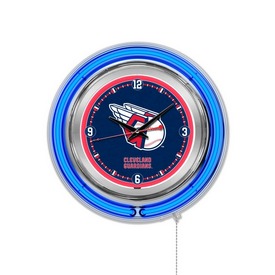 Cleveland Guardians Double Neon Wall Clock by Holland Bar Stool, AGS-Clk15MLBCle Cleveland Guardians Double Neon Wall Clock by Holland Bar Stool, AGS-Clk15MLBCle